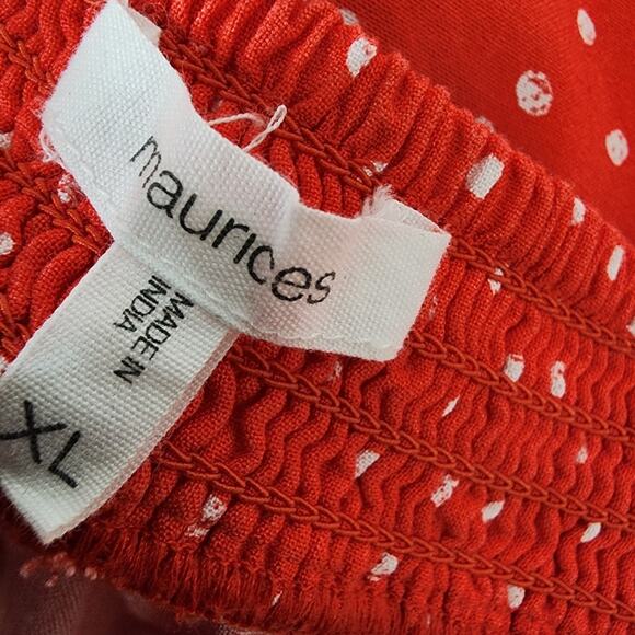 Maurices Womens Polka Dot Off The Shoulder Blouse Crochet Long Sleeve Size XL - Picture 9 of 12